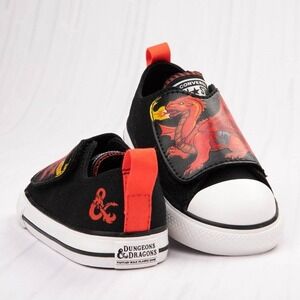 Converse Baby Sneakers - Black and Red Dragon Design